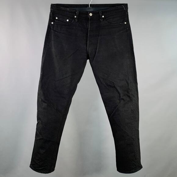 TUKI Size XL Black Twill Cotton Straight Five Pockets Jeans - Picture 1 of 7